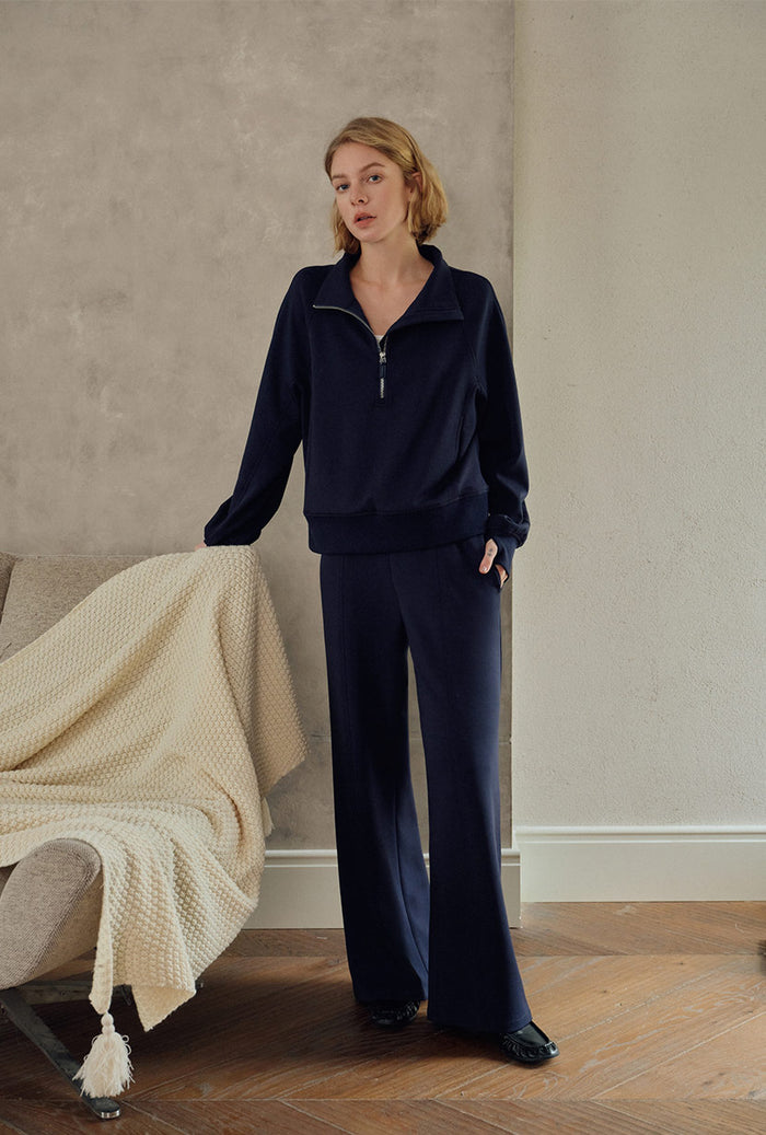 Petite Studio's Cassie Cotton Sweat Pullover in Navy