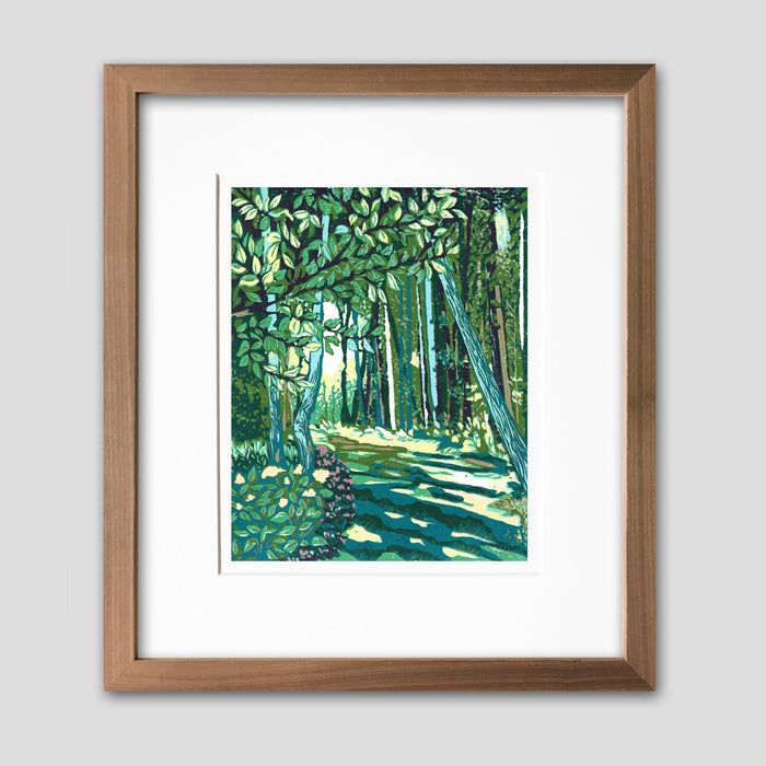 Contemporary Mackinac Island art by printmaker Natalia Wohletz of Peninsula Prints titled Cedar Trail.