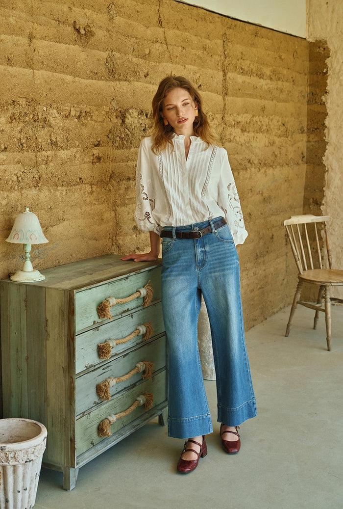 Petite Studio's Chandler Cotton Blouse in Ivory