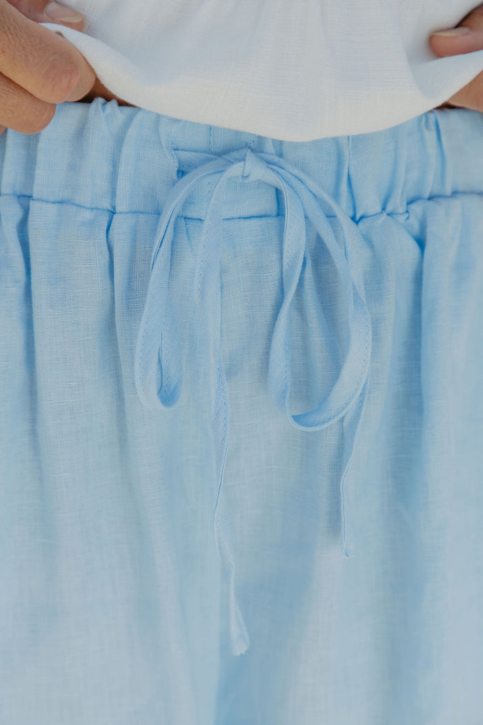 Charlie Linen Shorts - Blue - The Self Styler