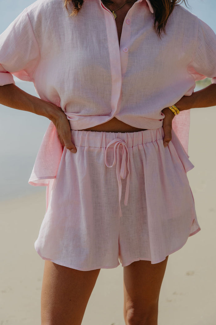 Charlie Linen Shorts - Pink - The Self Styler