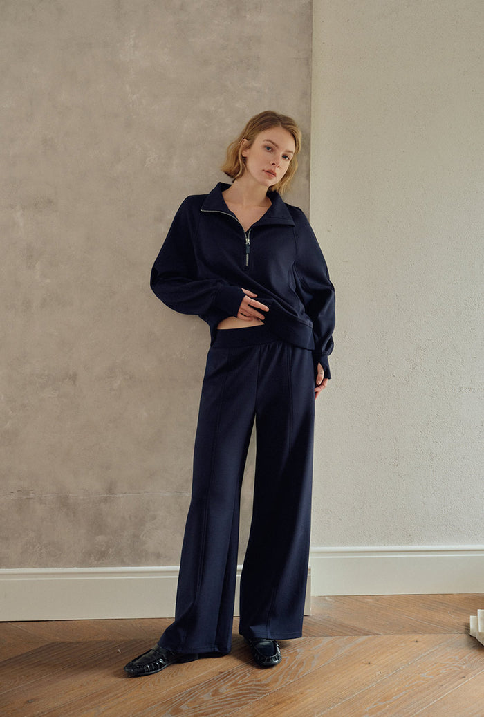 Petite Studio's Chase Cotton Straight Leg Pants in Navy