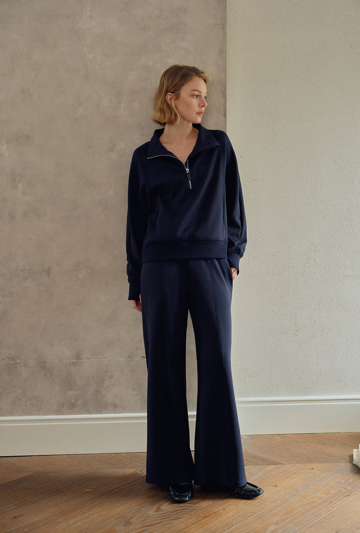Petite Studio's Chase Cotton Straight Leg Pants in Navy
