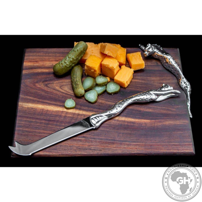 Cheese Board Small & Cheese Serving Utensil Large Set - Cheetah Africa Collection - Diana Carmichael