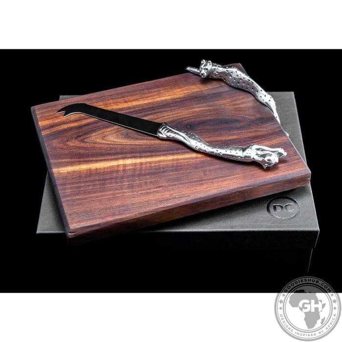 Cheese Board Small & Cheese Serving Utensil Large Set - Cheetah Africa Collection - Diana Carmichael