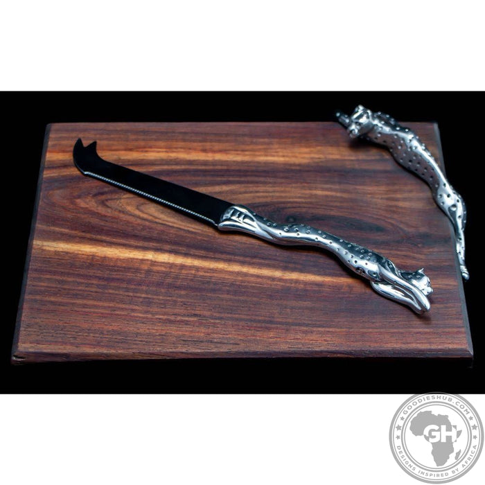 Cheese Board Small & Cheese Serving Utensil Large Set - Cheetah Africa Collection - Diana Carmichael