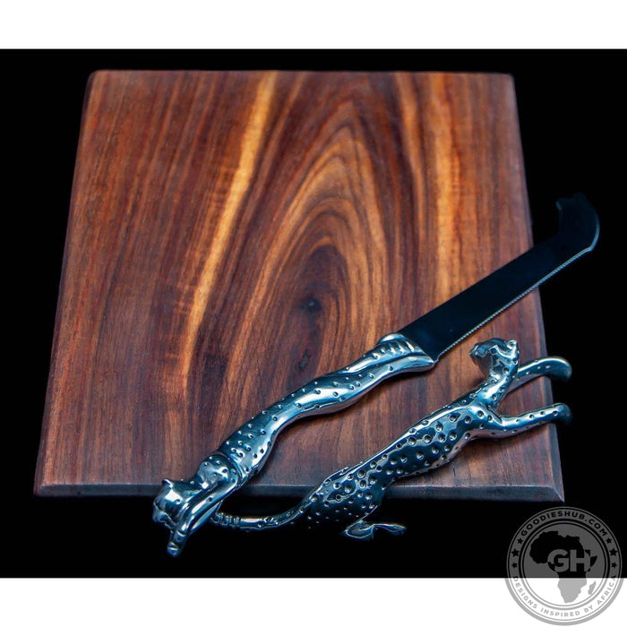 Cheese Board Small & Cheese Serving Utensil Large Set - Cheetah Africa Collection - Diana Carmichael