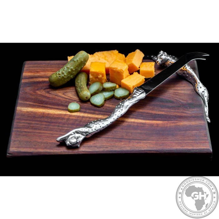 Cheese Board Small & Cheese Serving Utensil Large Set - Cheetah Africa Collection - Diana Carmichael