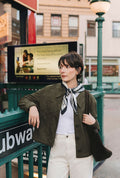 Petite Studio's Chiara Suede Jacket in Deep Olive