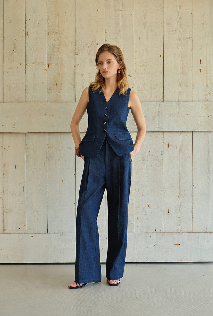 Petite Studio's Circe Cotton Pants in Blue