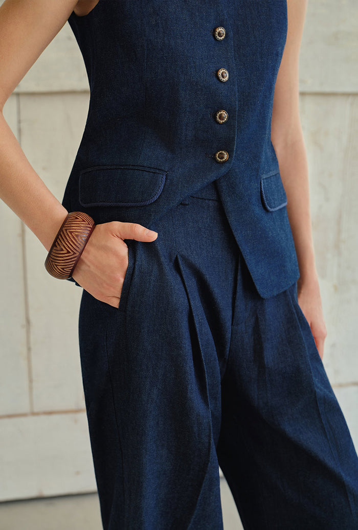 Petite Studio's Circe Cotton Pants in Blue