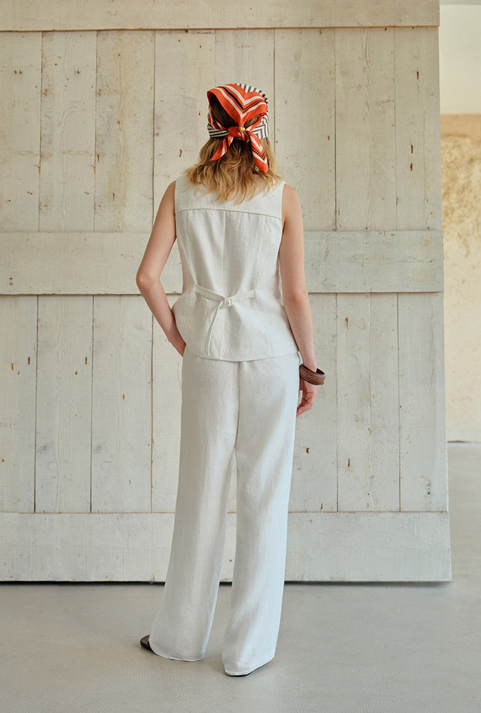Petite Studio's Circe Linen Pants in Ivory
