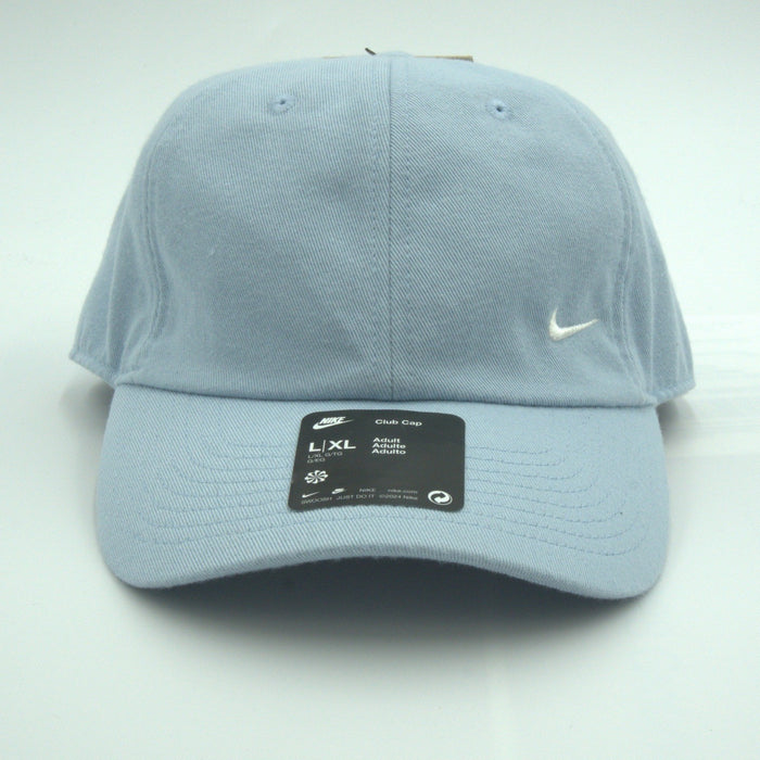 Nike Club Cap "Move to Zero" in ice blue, L/XL, showing the sporty hat with Nike logo and eco-friendly design.