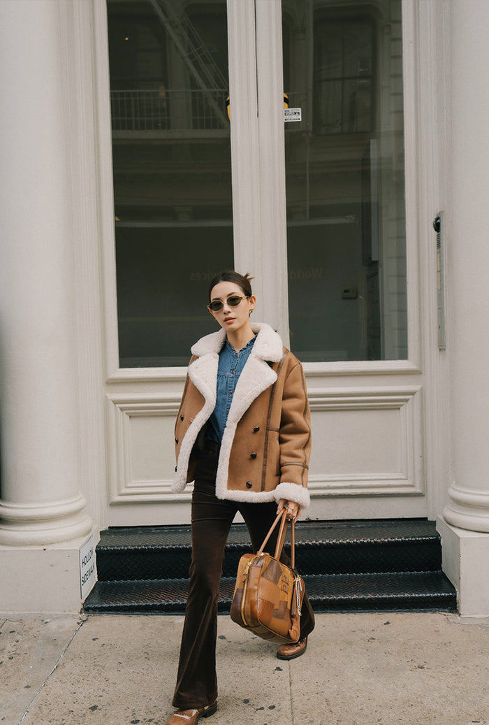 Petite Studio's Cody Curdoroy Flared Pants in Brown