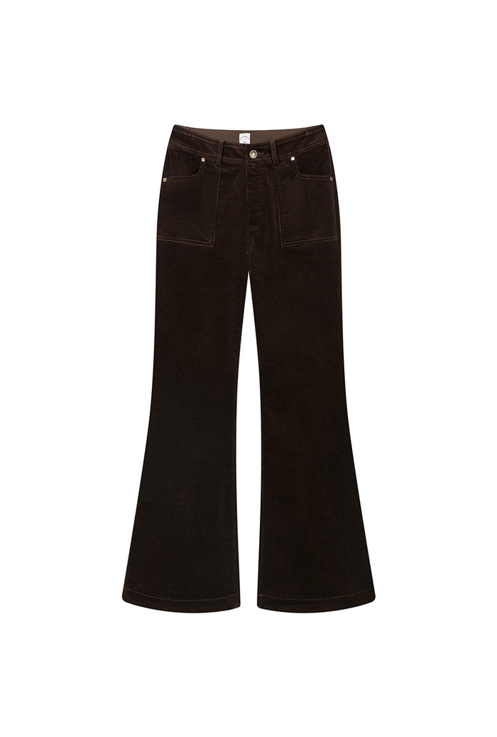 Petite Studio's Cody Curdoroy Flared Pants in Brown