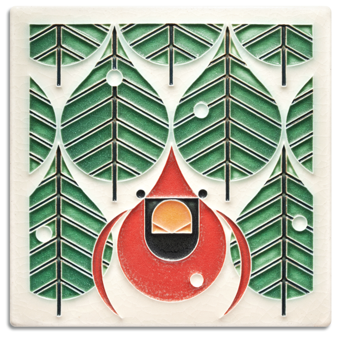Coniferous Cardinal – 6x6 art tile