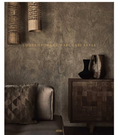 Wabi-sabi style wall art with textured gray scene and furniture silhouettes