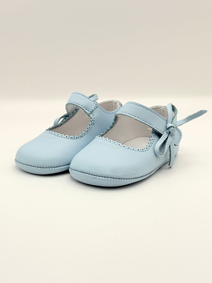 Crib Shoe Mary Jane Bow Baby Blue