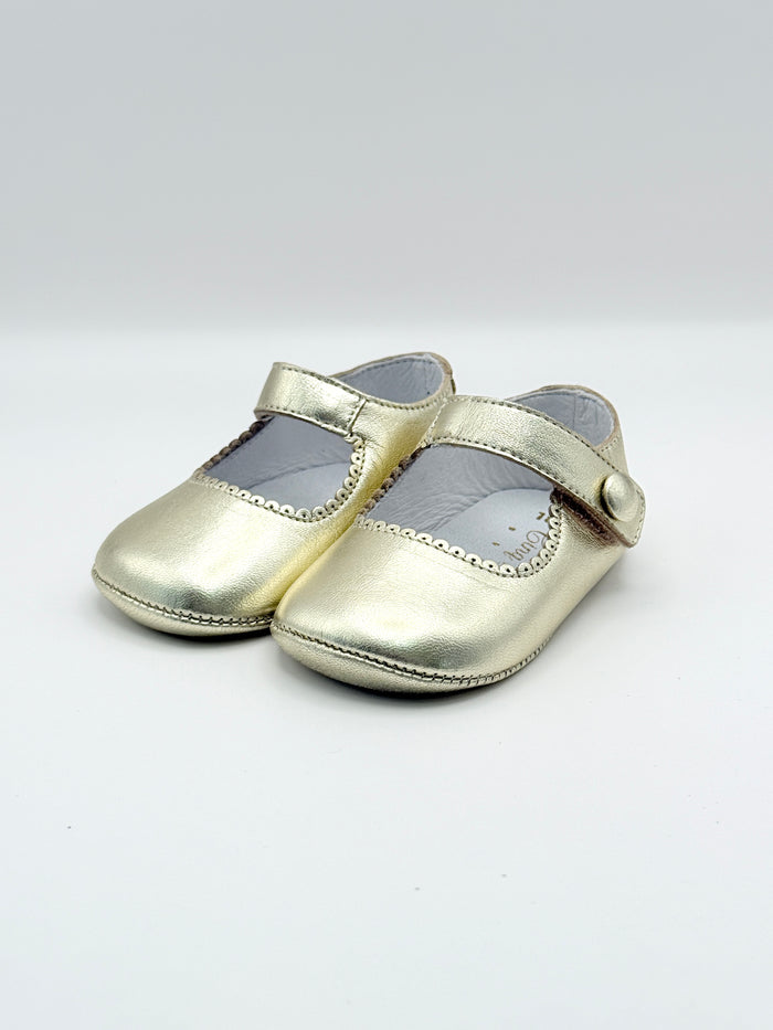 Crib Shoe Mary Jane Button Gold