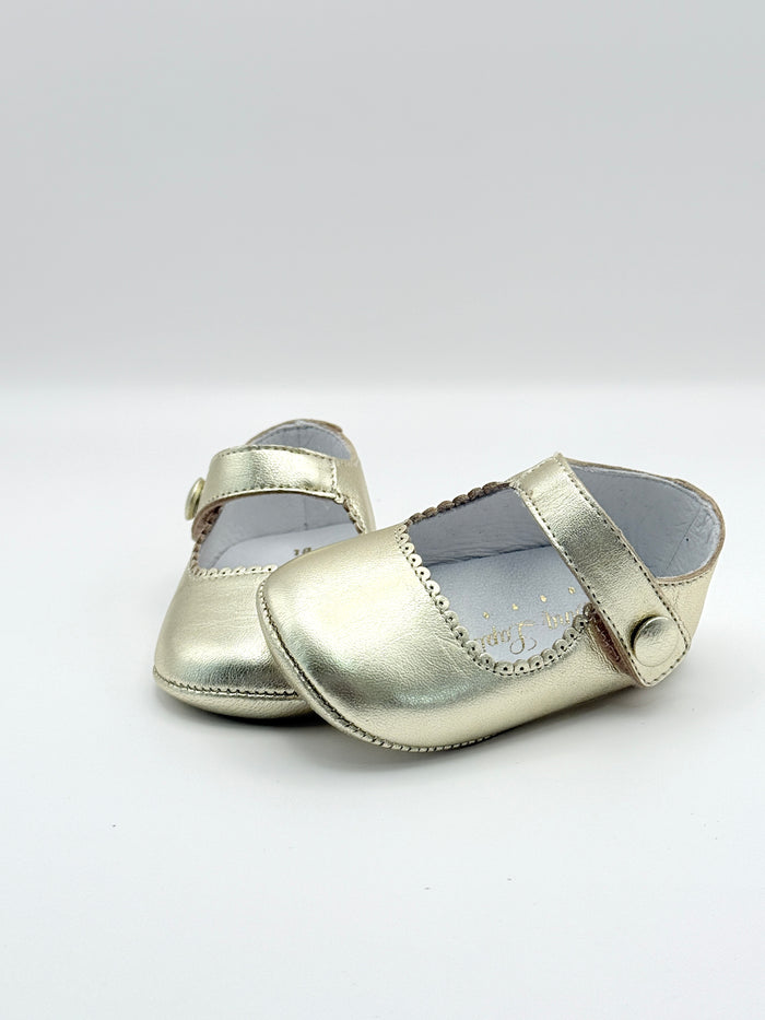 Crib Shoe Mary Jane Button Gold