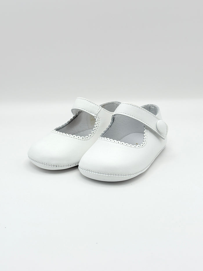 Crib Shoe Mary Jane Button White
