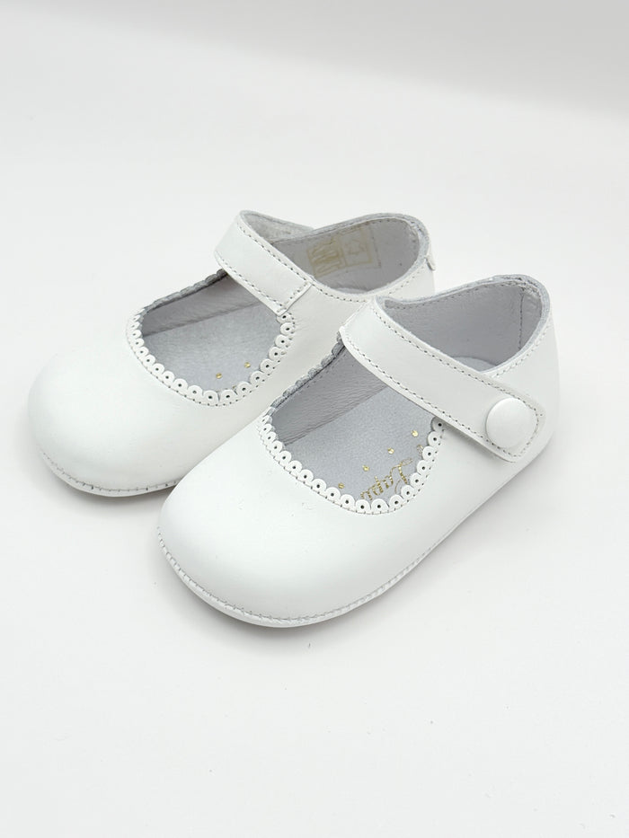 Crib Shoe Mary Jane Button White