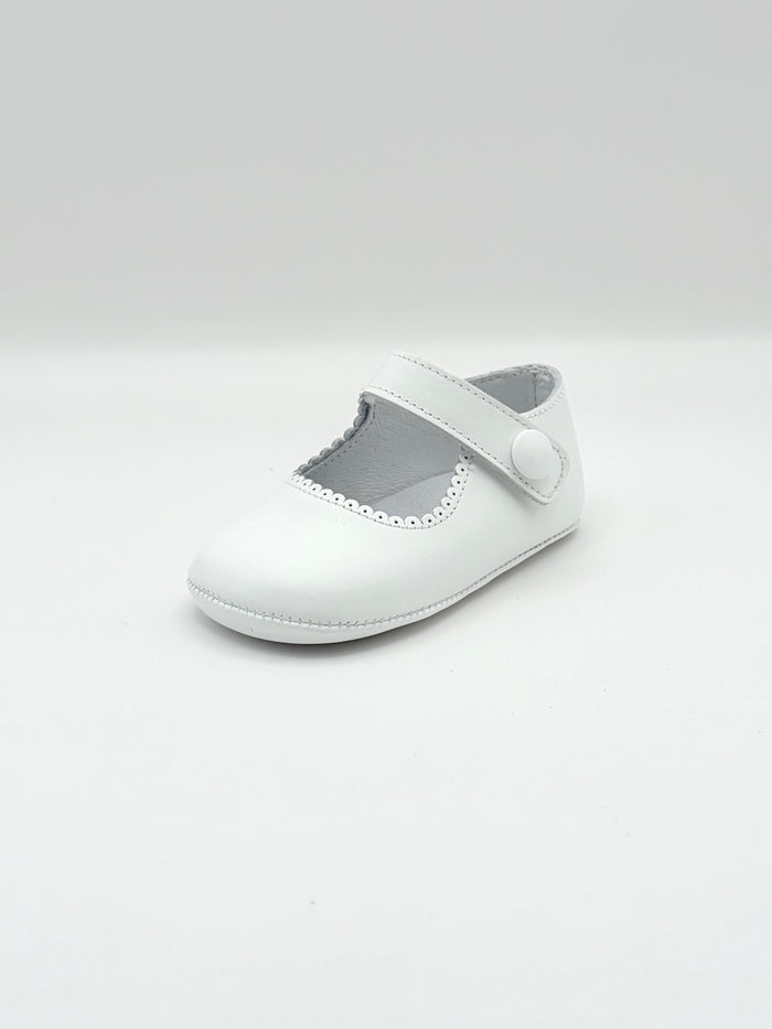 Crib Shoe Mary Jane Button White
