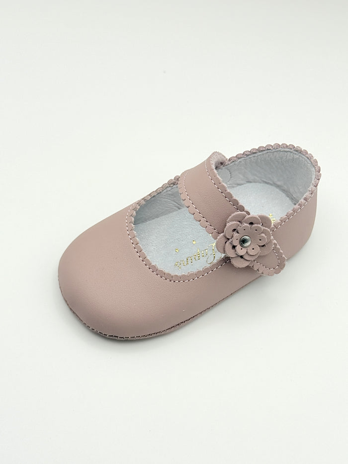 Crib Shoe Mary Jane Flor Dusty Pink