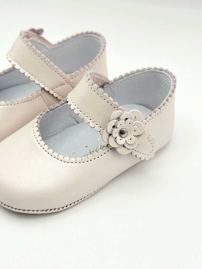 Crib Shoe Mary Jane Flor Pearl Pink