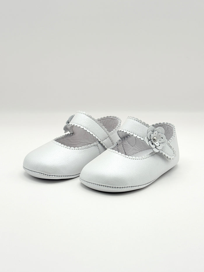 Crib Shoe Mary Jane Flor Pearl White