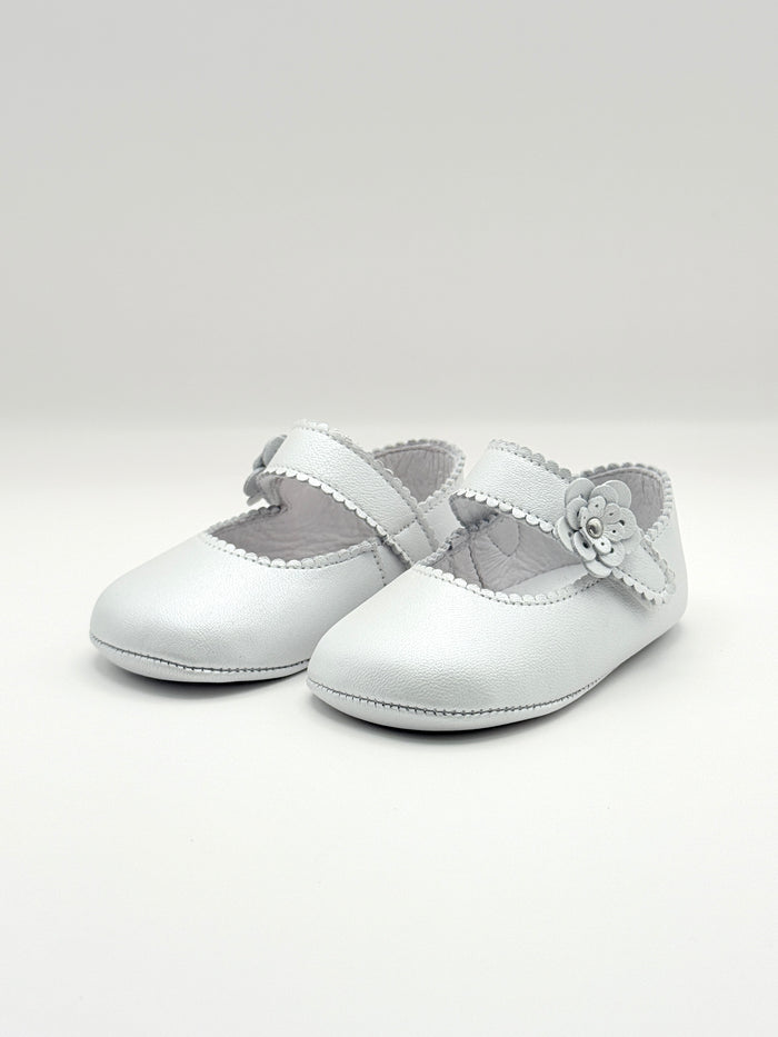 Crib Shoe Mary Jane Flor Pearl White