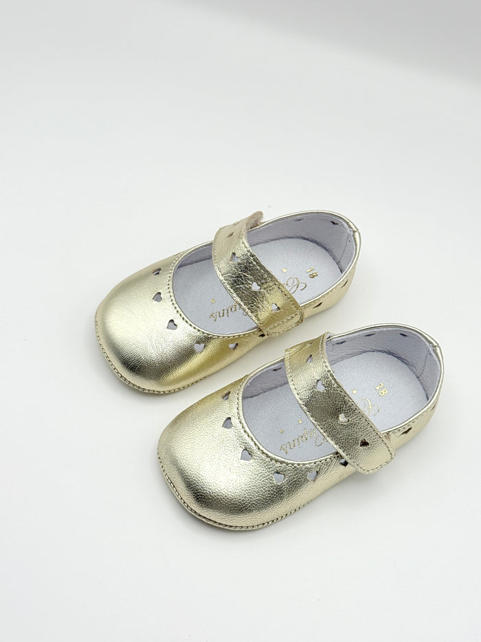 Crib Shoe Mary Jane Hearts Gold