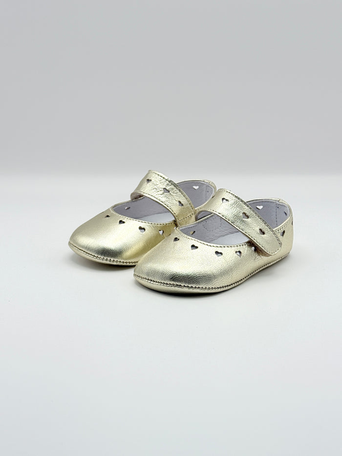 Crib Shoe Mary Jane Hearts Gold