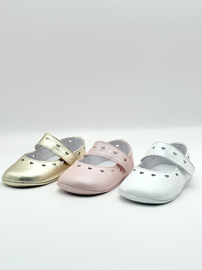 Crib Shoe Mary Jane Hearts Gold