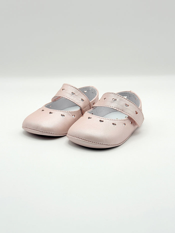Crib Shoe Mary Jane Hearts Pearl Pink