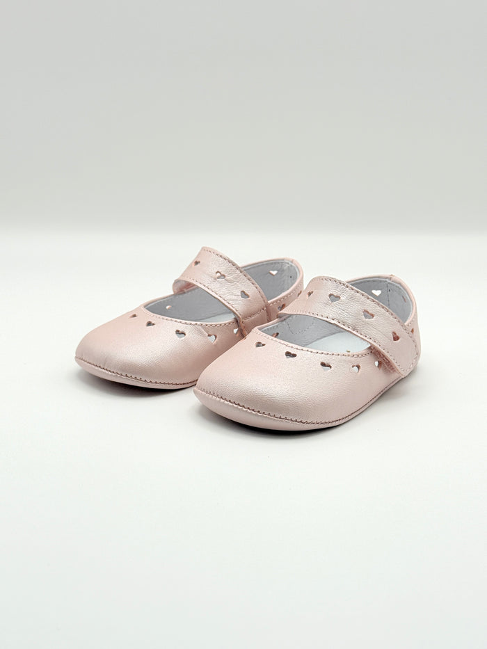 Crib Shoe Mary Jane Hearts Pearl Pink