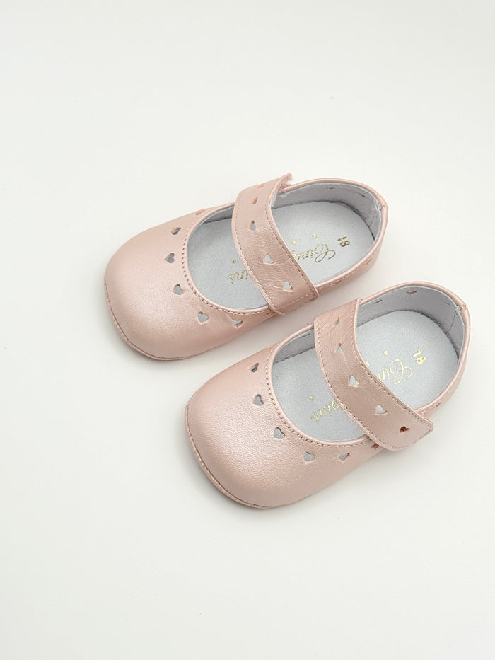 Crib Shoe Mary Jane Hearts Pearl Pink