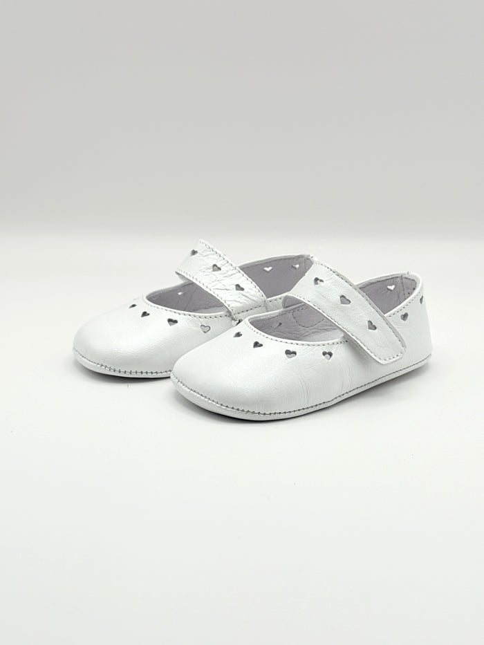 Crib Shoe Mary Jane Hearts Pearl White