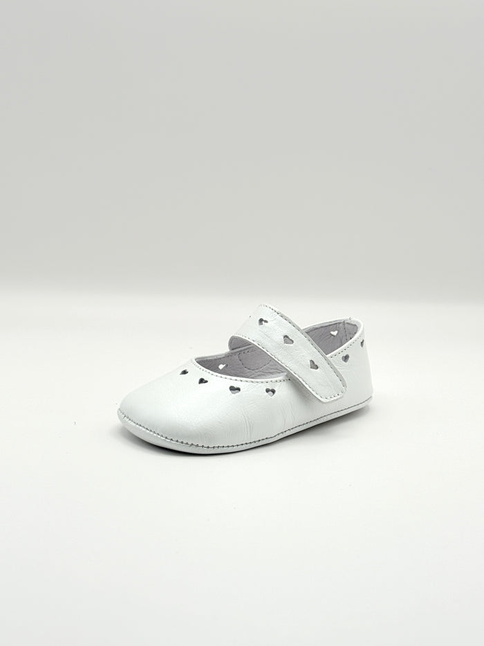 Crib Shoe Mary Jane Hearts Pearl White