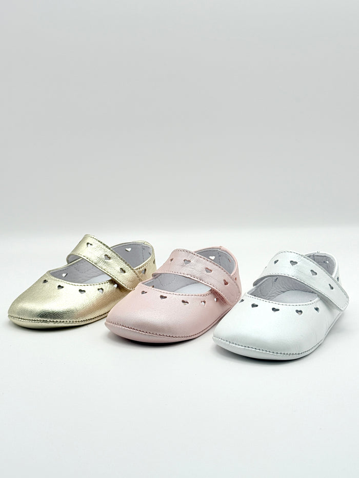 Crib Shoe Mary Jane Hearts Pearl White