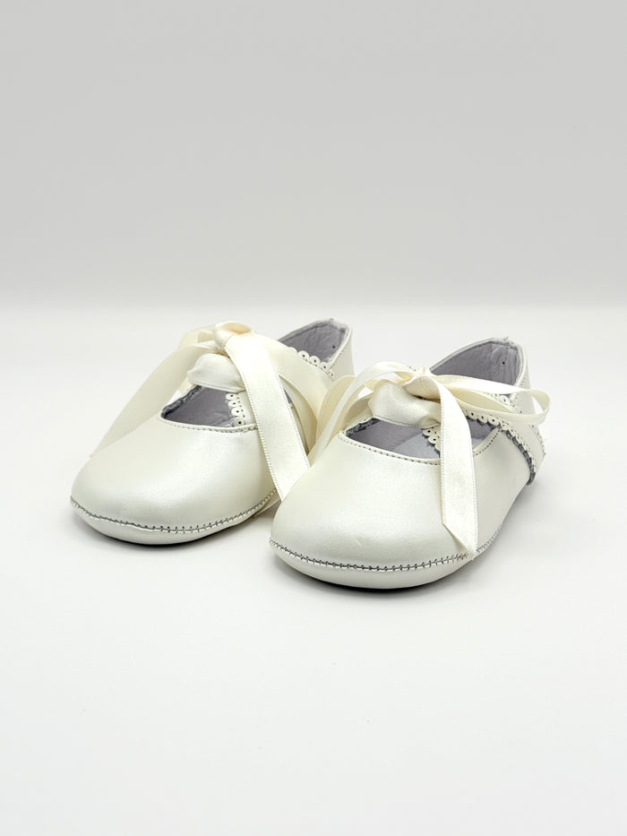 Crib Shoe Mary Jane Silk Ivory