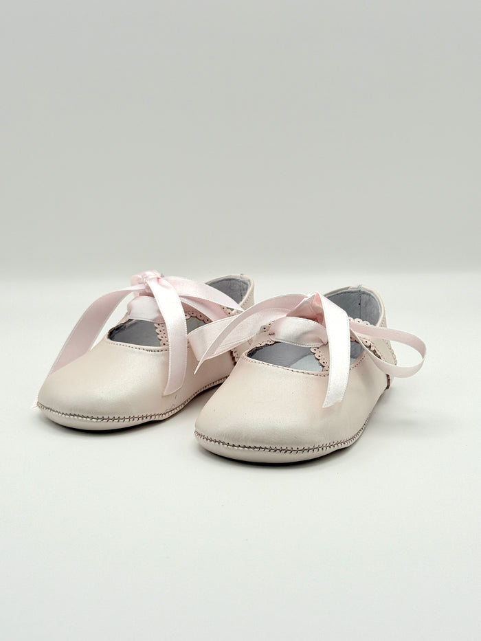 Crib Shoe Mary Jane Silk Pink