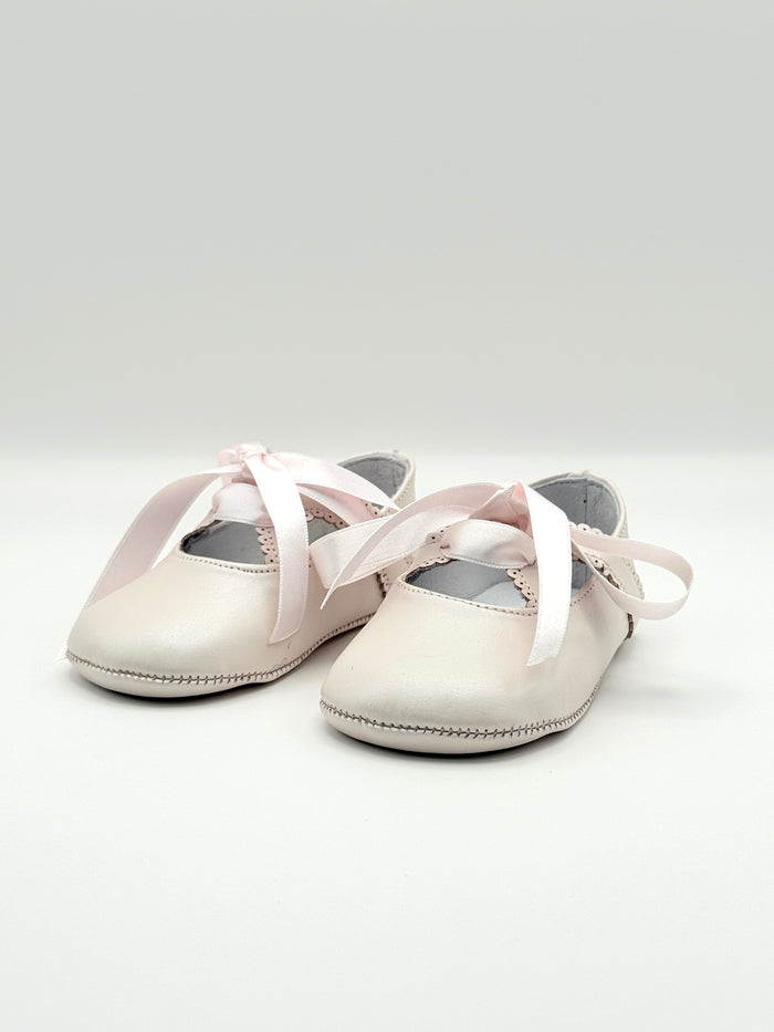 Crib Shoe Mary Jane Silk Pink
