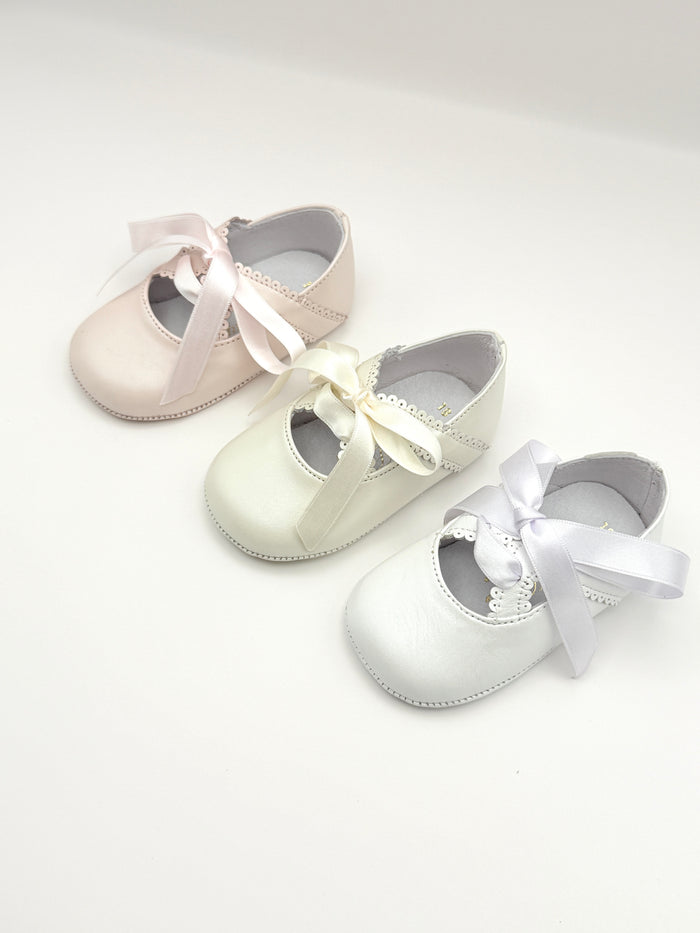 Crib Shoe Mary Jane Silk Pink