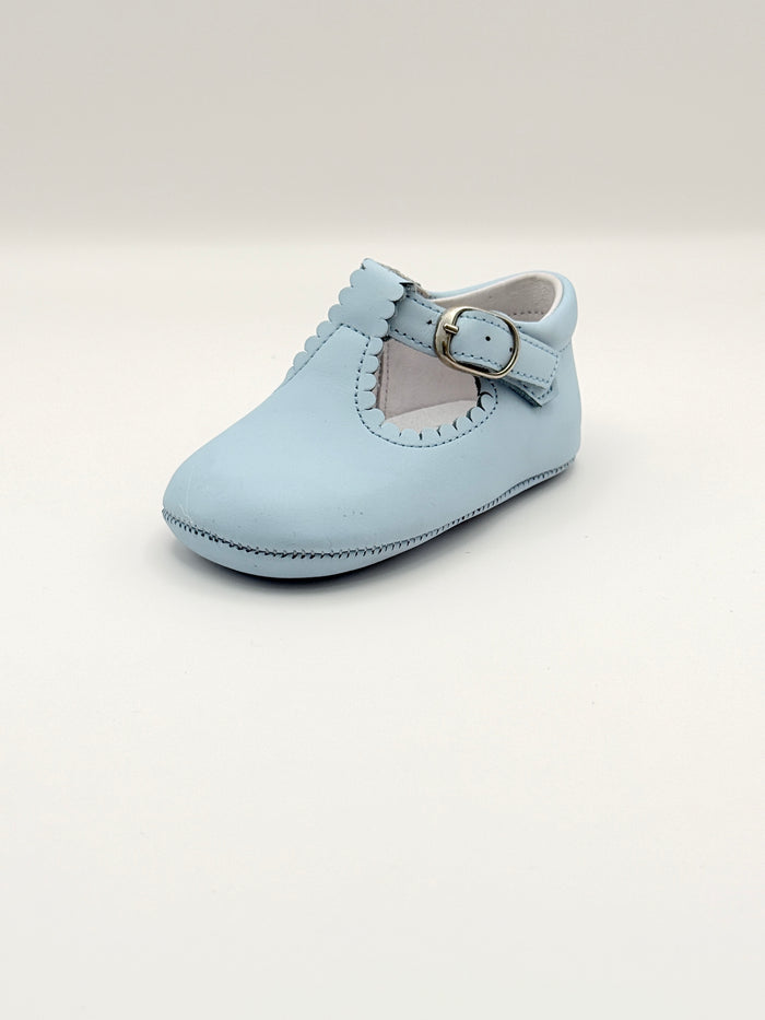 Crib Shoe T-Strap Napa Baby Blue
