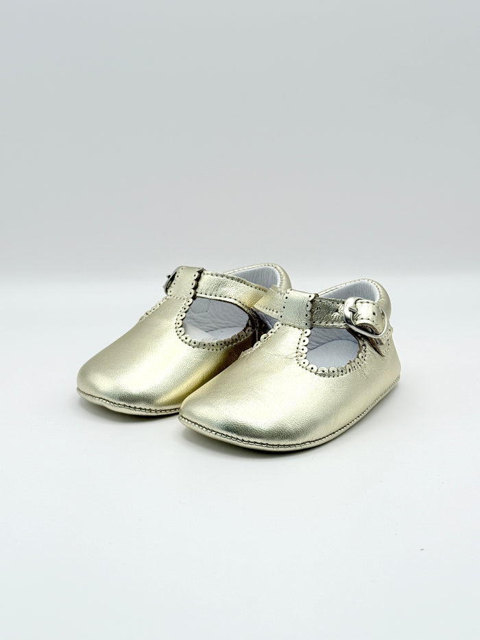 Crib Shoe T-Strap Napa Gold