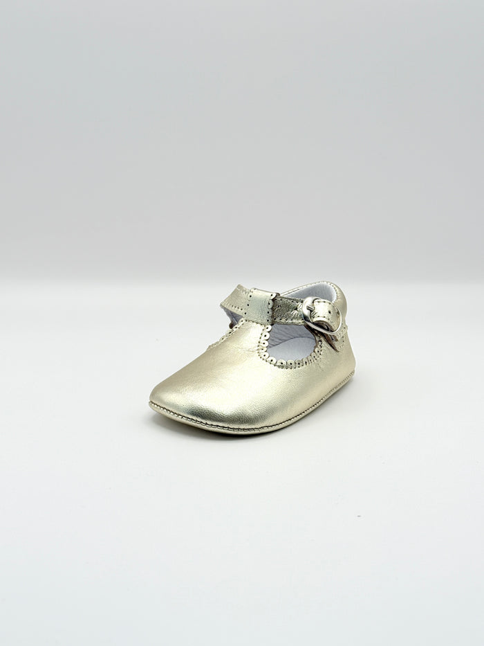 Crib Shoe T-Strap Napa Gold