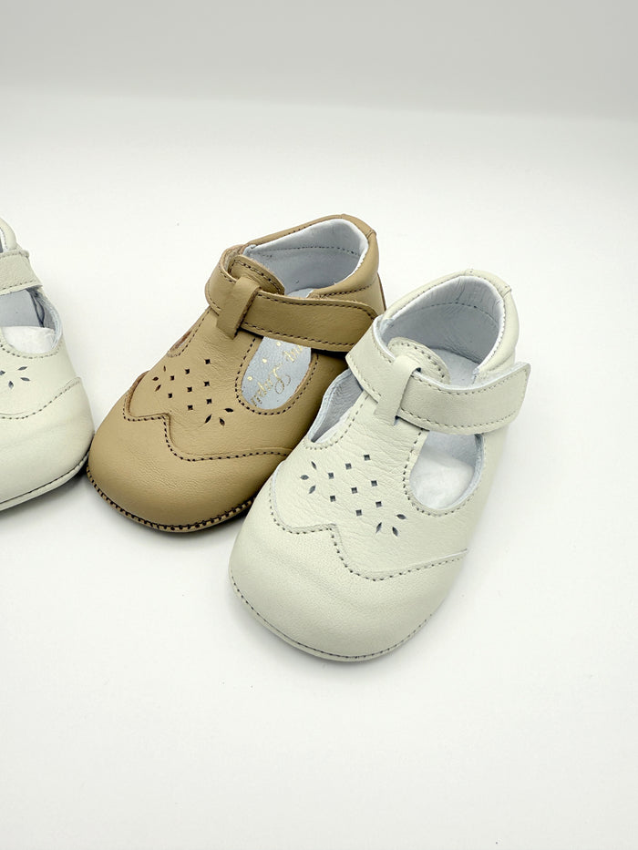 Crib Shoe T-Strap Stone Ivory