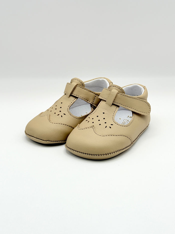 Crib Shoe T-Strap Stone Sand