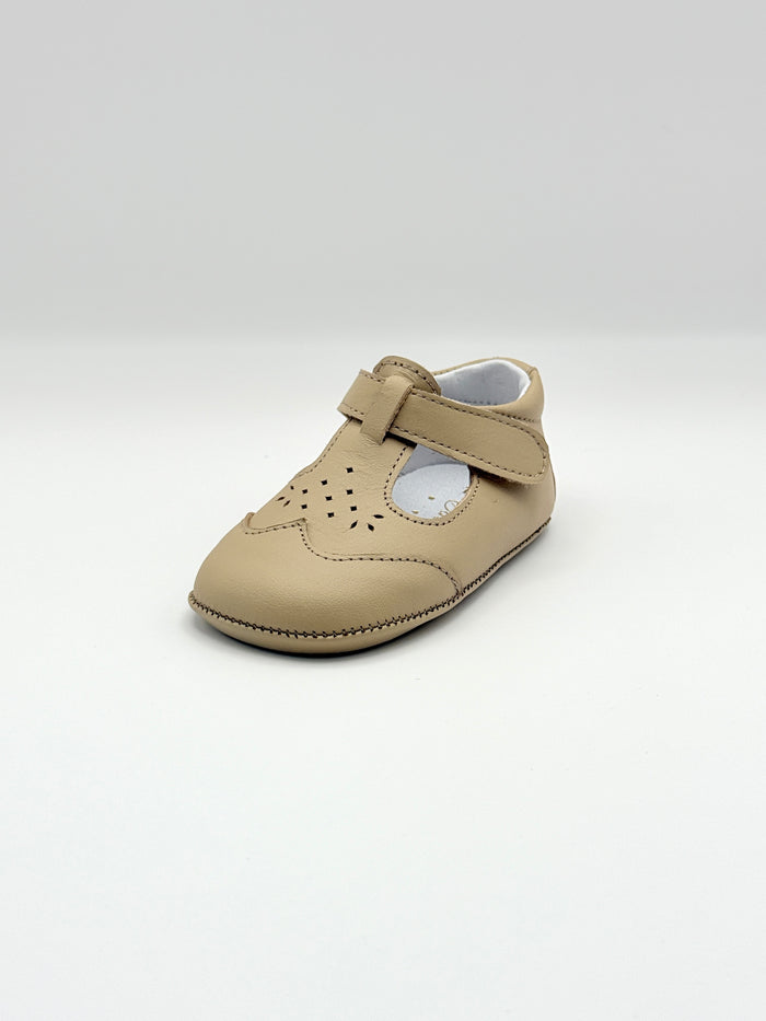 Crib Shoe T-Strap Stone Sand